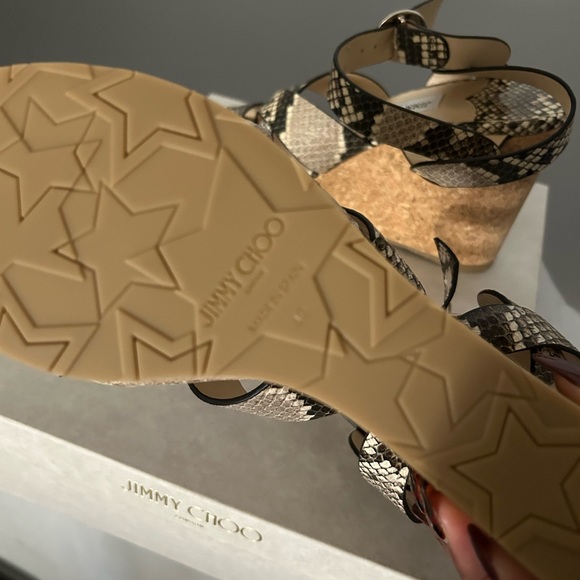 Jimmy Choo Aleili 100 Snake Print Sandals - Picture 5 of 6